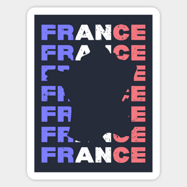 Distressed France Typography Design with Map Silhouette Magnet by TuncGK