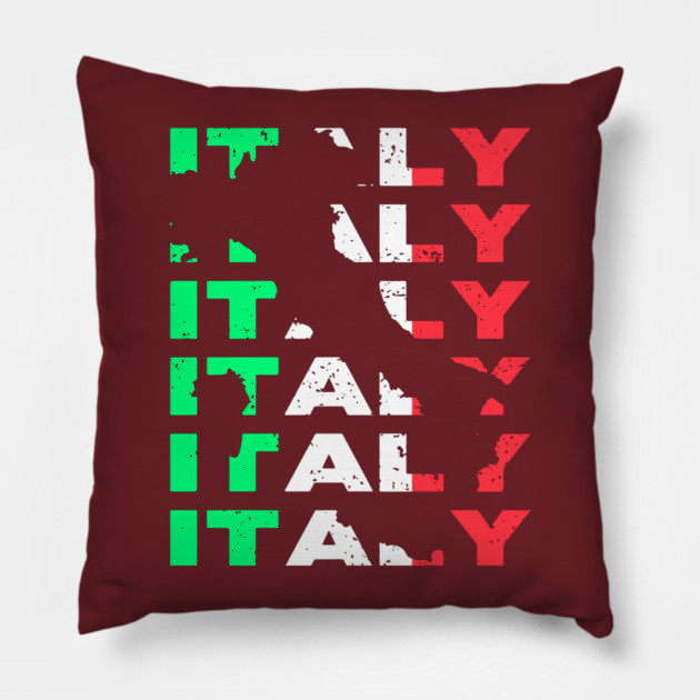 Rustic Italy Typography Design with Distressed Style Pillow by TuncGK