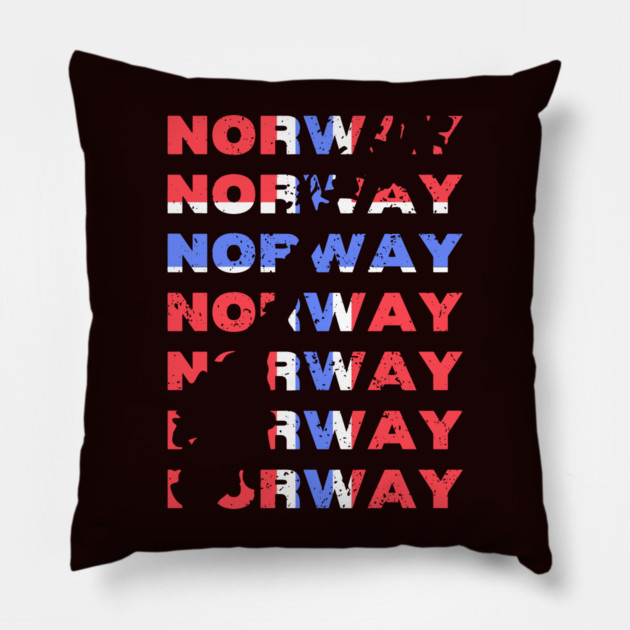 Rustic Norway Typography Design with Distressed Style Pillow by TuncGK