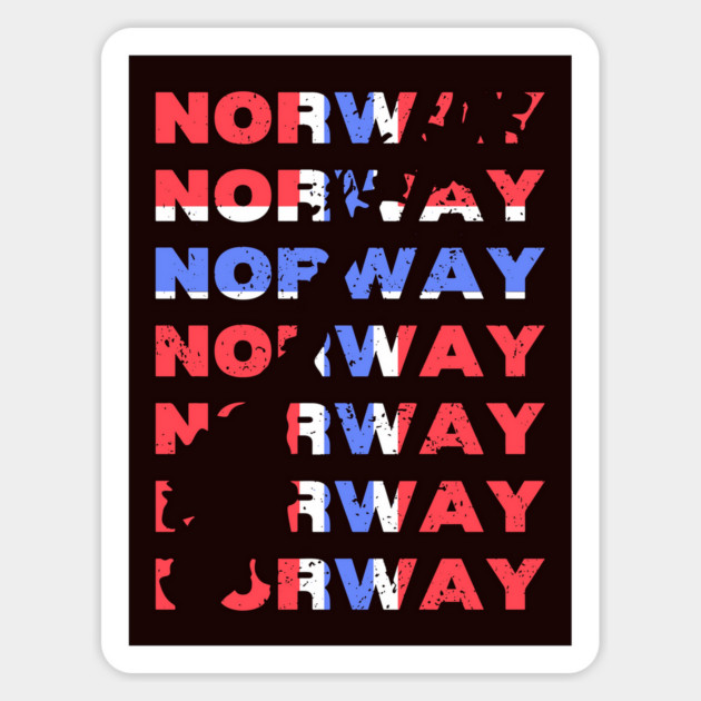 Rustic Norway Typography Design with Distressed Style Magnet by TuncGK