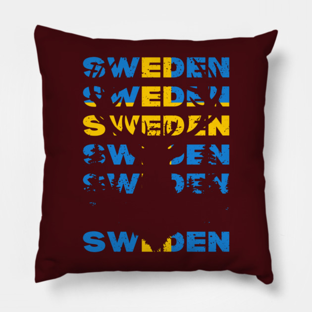 Sweden Flag Reindeer Design Retro Pillow by TuncGK