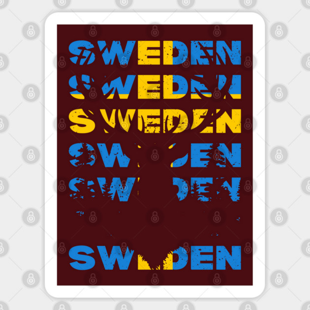 Sweden Flag Reindeer Design Retro Sticker by TuncGK