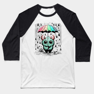 Monster in the Rain Baseball T-Shirt