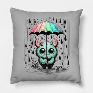 Monster in the Rain Pillow