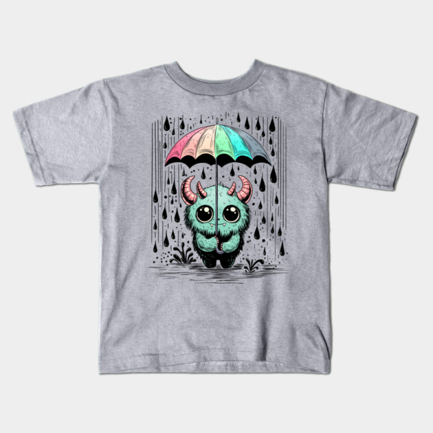 Monster in the Rain Kids T-Shirt by H. R. Sinclair