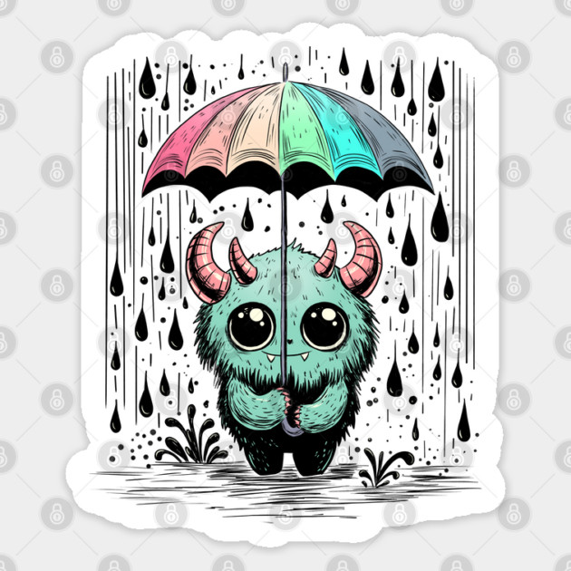 Monster in the Rain Sticker by H. R. Sinclair