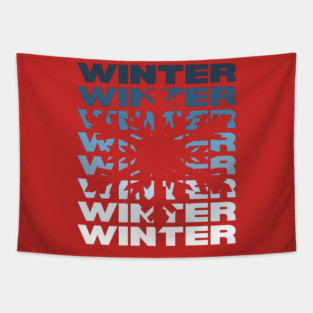 Winter Snowflake Retro - Ice Blue Monochromatic Tapestry