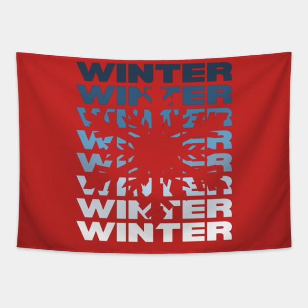 Winter Snowflake Retro - Ice Blue Monochromatic Tapestry by TuncGK