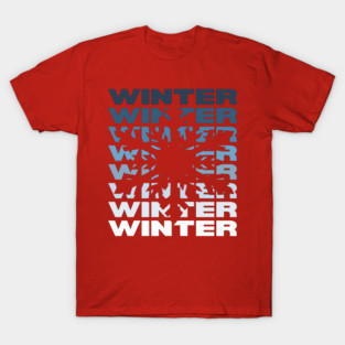 Winter Snowflake Retro - Ice Blue Monochromatic T-Shirt