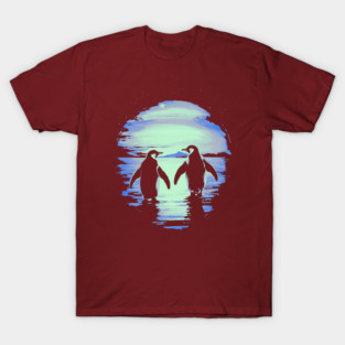 Antarctic Lovers - Penguin Couple Retro T-Shirt