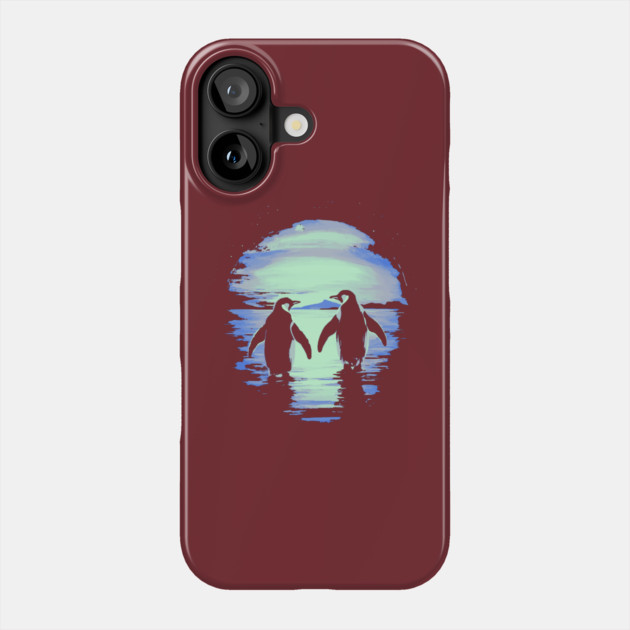 Antarctic Lovers - Penguin Couple Retro Phone Case by TuncGK