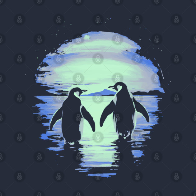 Antarctic Lovers - Penguin Couple Retro by TuncGK