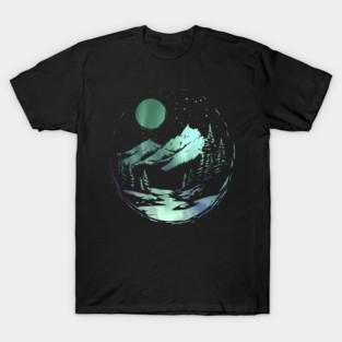 Aurora Dome - Monochromatic Winter - Polar Landscape T-Shirt