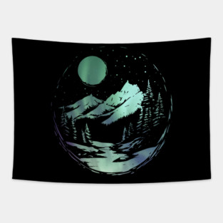 Aurora Dome - Monochromatic Winter - Polar Landscape Tapestry