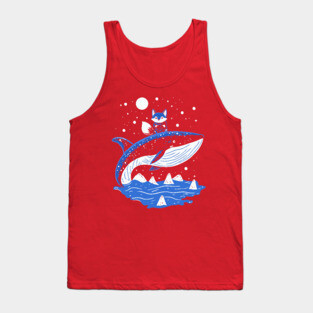 Fox Riding Whale - Monochromatic Winter Tank Top