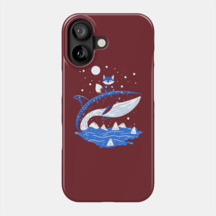 Fox Riding Whale - Monochromatic Winter Phone Case