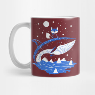 Fox Riding Whale - Monochromatic Winter Mug