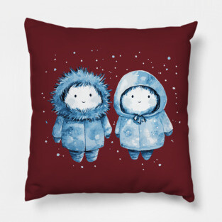 Inuit Babies - Monochromatic Winter - Cute Couple Pillow