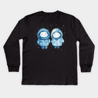 Inuit Babies - Monochromatic Winter - Cute Couple Kids Long Sleeve T-Shirt