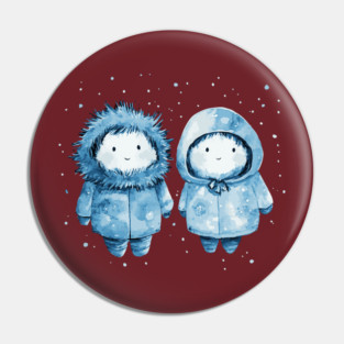 Inuit Babies - Monochromatic Winter - Cute Couple Pin