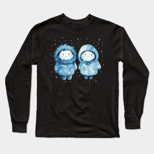 Inuit Babies - Monochromatic Winter - Cute Couple Long Sleeve T-Shirt