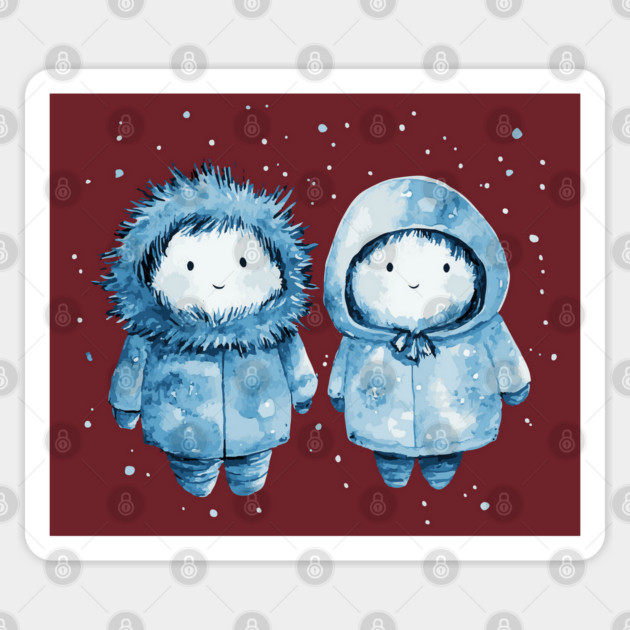 Inuit Babies - Monochromatic Winter - Cute Couple Sticker by TuncGK