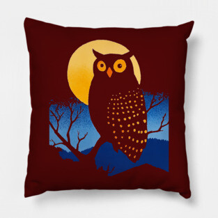 Lonely Owl - Monochromatic Winter - Wildlife Pillow
