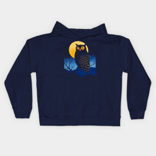 Lonely Owl - Monochromatic Winter - Wildlife Kids Hoodie