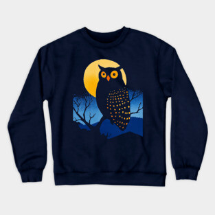 Lonely Owl - Monochromatic Winter - Wildlife Crewneck Sweatshirt