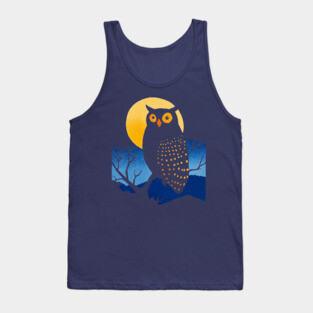Lonely Owl - Monochromatic Winter - Wildlife Tank Top