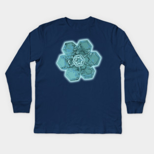 Teal Snowflake - Monochromatic Winter - Cold Lover Kids Long Sleeve T-Shirt