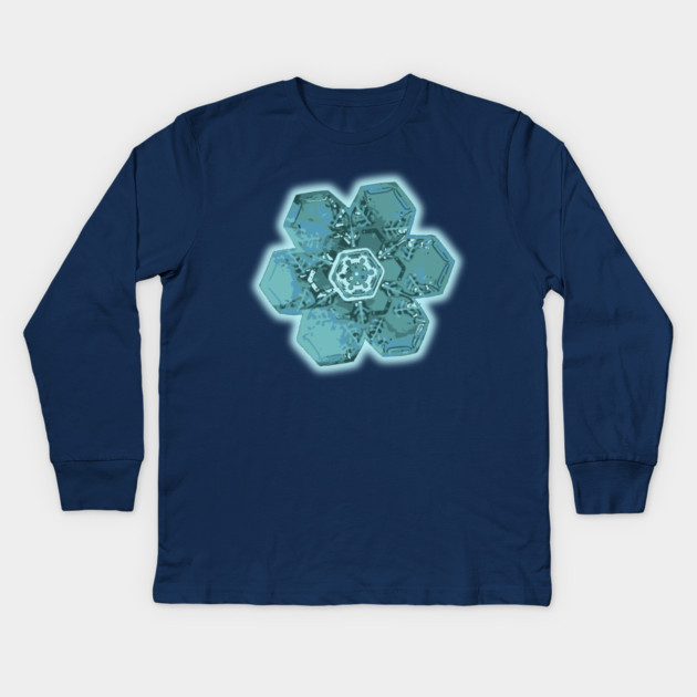 Teal Snowflake - Monochromatic Winter - Cold Lover Kids Long Sleeve T-Shirt by TuncGK