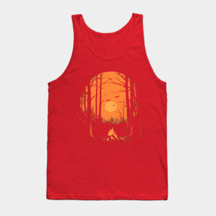 Winter Campfire - Monochromatic Winter - Sunset at Woods Tank Top