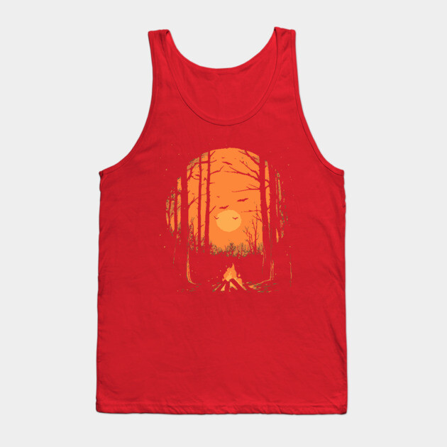 Winter Campfire - Monochromatic Winter - Sunset at Woods Tank Top by TuncGK