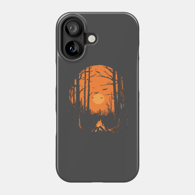 Winter Campfire - Monochromatic Winter - Sunset at Woods Phone Case by TuncGK