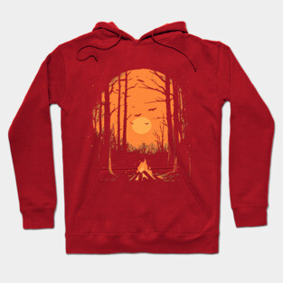 Winter Campfire - Monochromatic Winter - Sunset at Woods Hoodie
