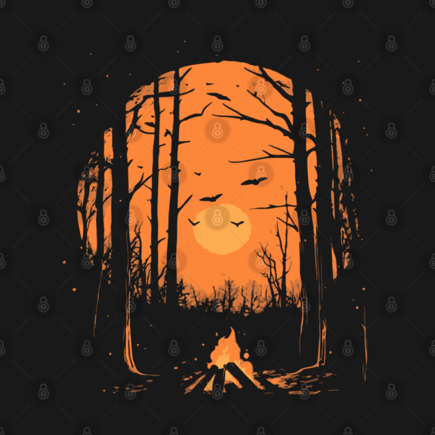 Winter Campfire - Monochromatic Winter - Sunset at Woods by TuncGK