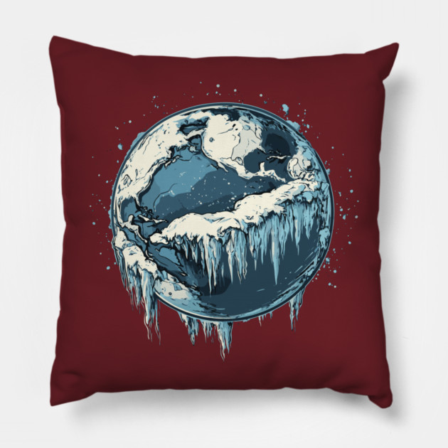 Frozen Earth - Monochromatic Winter Pillow by TuncGK