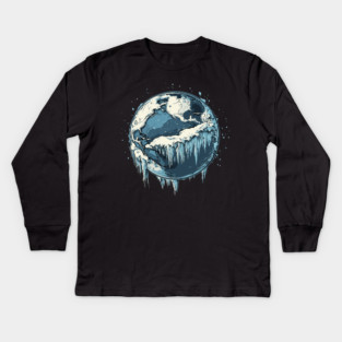 Frozen Earth - Monochromatic Winter Kids Long Sleeve T-Shirt