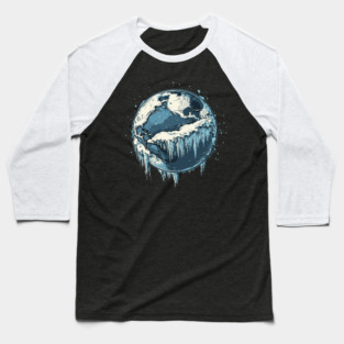 Frozen Earth - Monochromatic Winter Baseball T-Shirt
