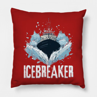 Icebreaker Ship - Monochromatic Winter Pillow