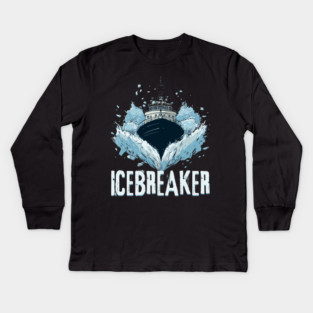 Icebreaker Ship - Monochromatic Winter Kids Long Sleeve T-Shirt