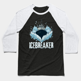 Icebreaker Ship - Monochromatic Winter Baseball T-Shirt