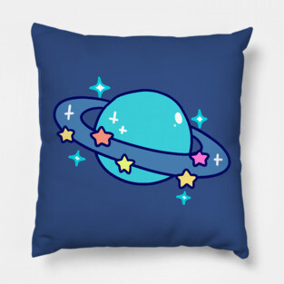 Starry Blue Saturn Pillow