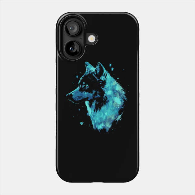 Neon Wolf - Ice Blue - Monochromatic Winter Phone Case by TuncGK