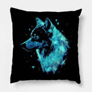 Neon Wolf - Ice Blue - Monochromatic Winter Pillow