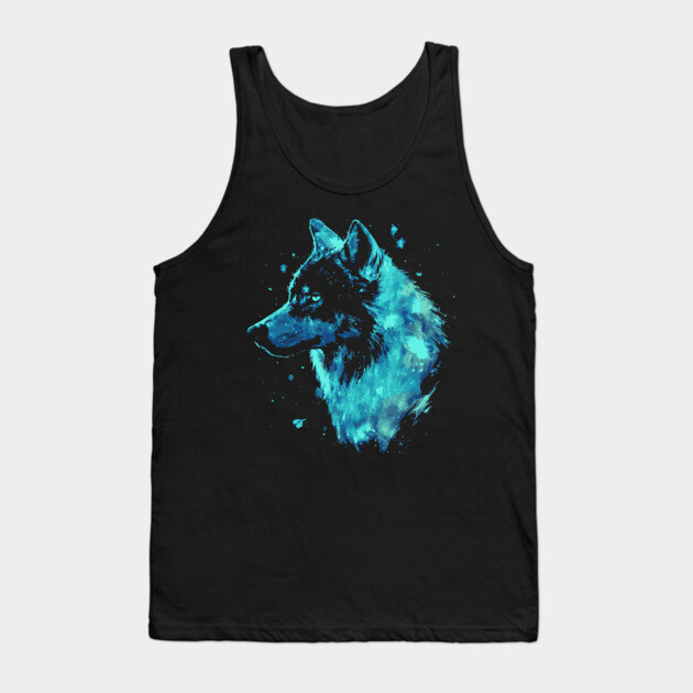 Neon Wolf - Ice Blue - Monochromatic Winter Tank Top by TuncGK