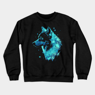 Neon Wolf - Ice Blue - Monochromatic Winter Crewneck Sweatshirt