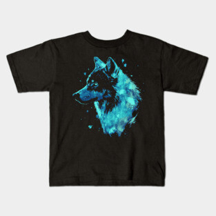 Neon Wolf - Ice Blue - Monochromatic Winter Kids T-Shirt