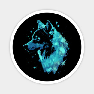 Neon Wolf - Ice Blue - Monochromatic Winter Magnet